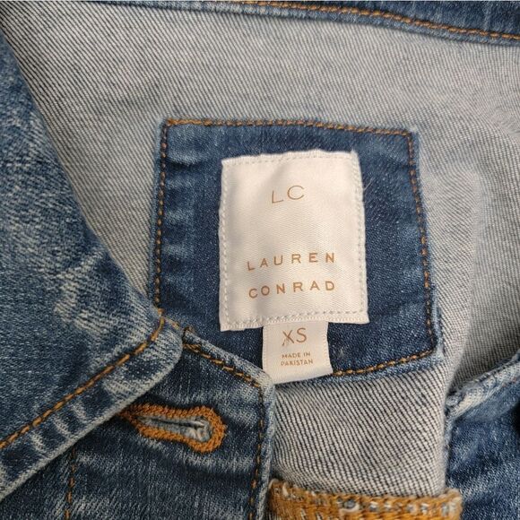 LC Lauren Conrad Jean Jacket Mid Wash Cotton Button Front 4 Pocket Denim Size XS - Picture 5 of 9